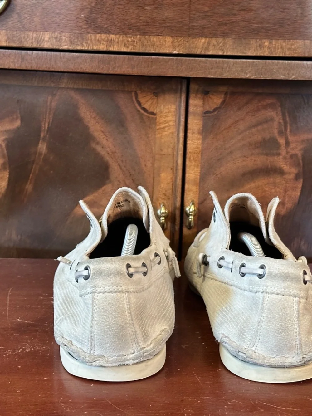 John Varvatos Cream Suede Boat Shoes